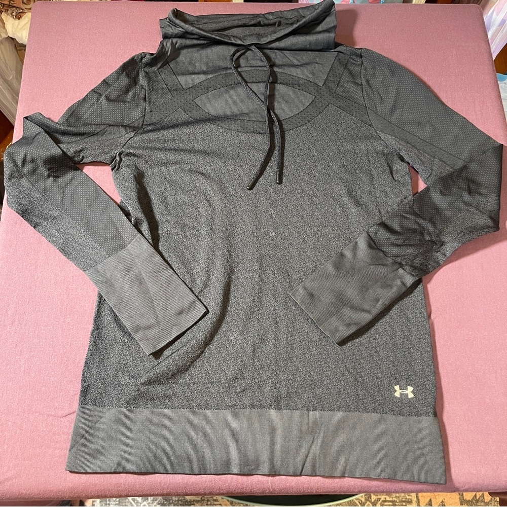 Under Armour Threadborne Seamless Tunnel Neck Grey Long Sleeve Shirt - Size M